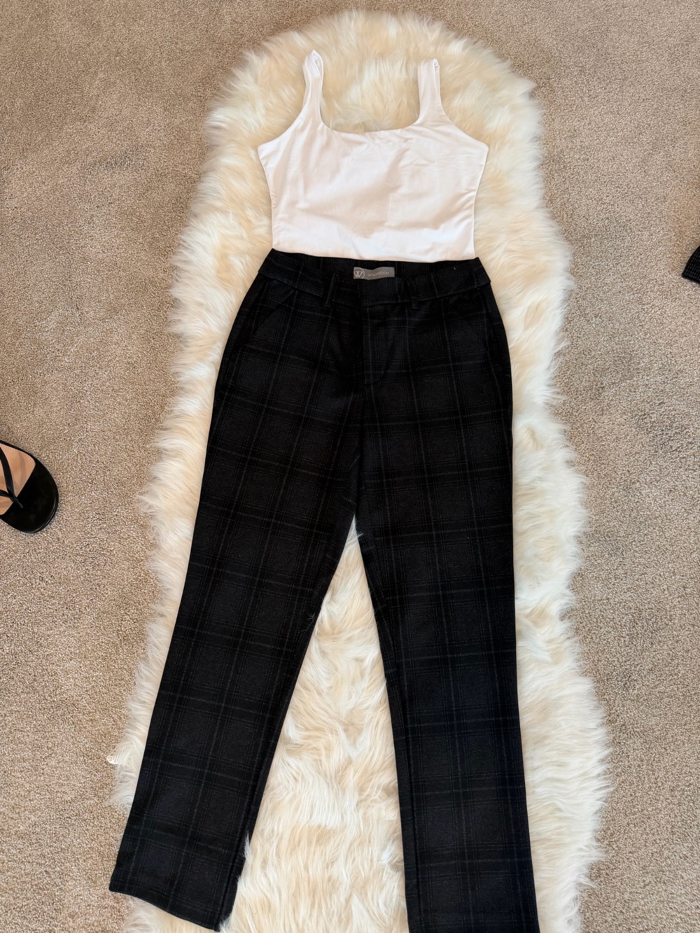 Wit & Wisdom Black Plaid Straight-Leg Pants